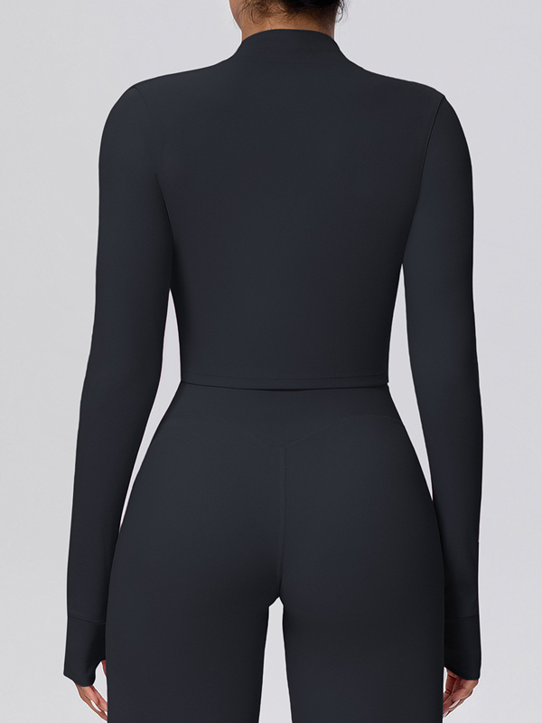 Fleece-lined Zipper Short-sleeve Jacket