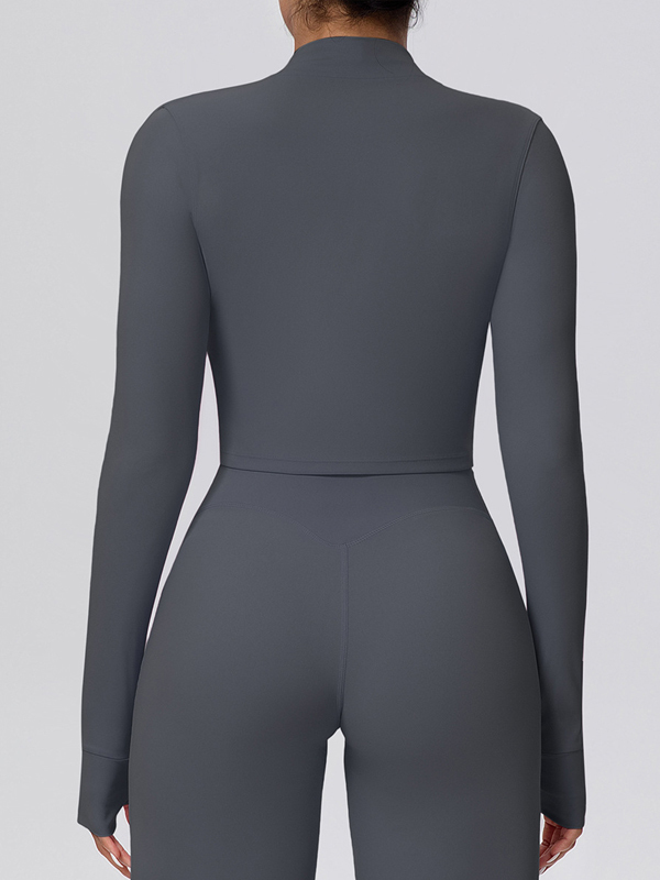 Fleece-lined Zipper Short-sleeve Jacket