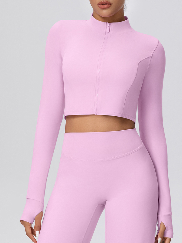 Fleece-lined Zipper Short-sleeve Jacket
