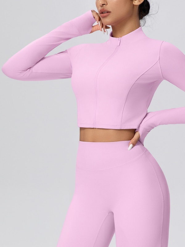 Fleece-lined Zipper Short-sleeve Jacket