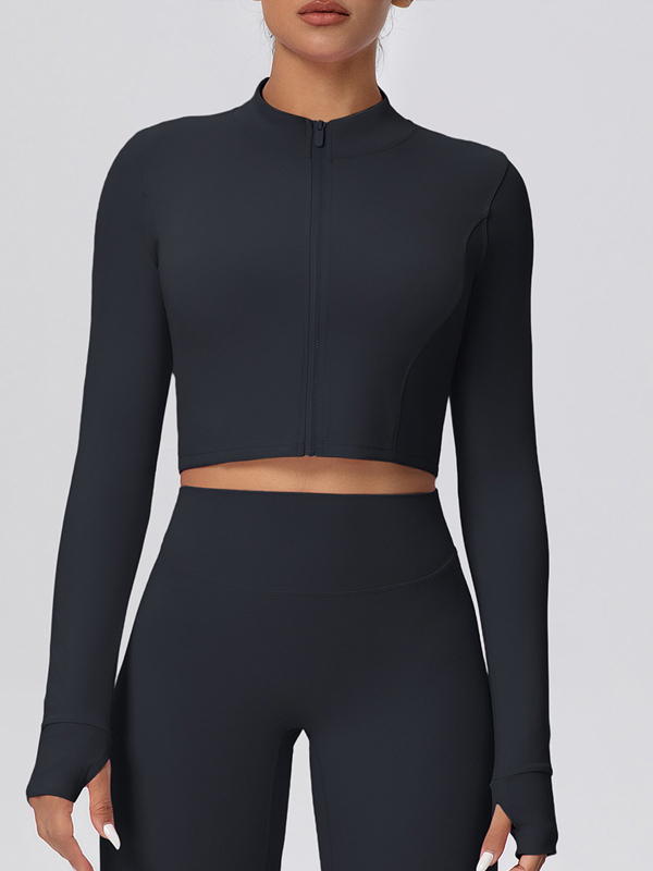 Fleece-lined Zipper Short-sleeve Jacket