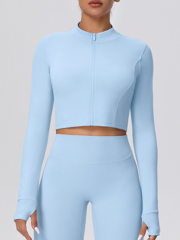 Fleece-lined Zipper Short-sleeve Jacket