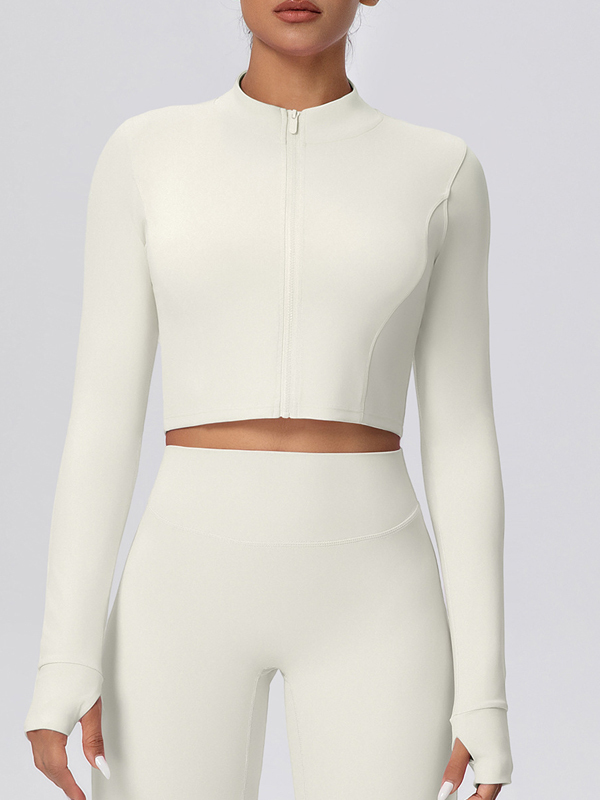 Fleece-lined Zipper Short-sleeve Jacket