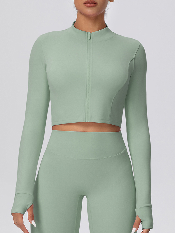 Fleece-lined Zipper Short-sleeve Jacket