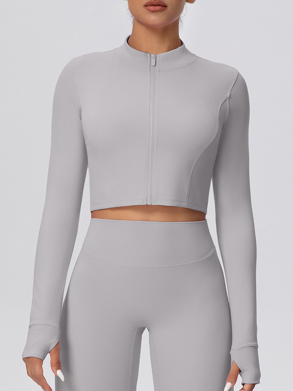 Fleece-lined Zipper Short-sleeve Jacket