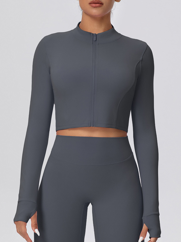 Fleece-lined Zipper Short-sleeve Jacket