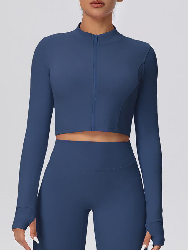 Fleece-lined Zipper Short-sleeve Jacket