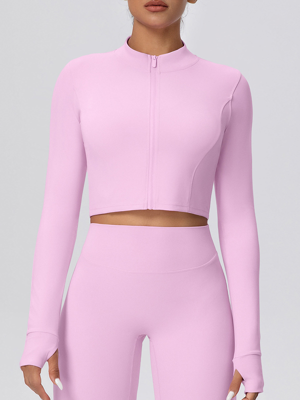Fleece-lined Zipper Short-sleeve Jacket