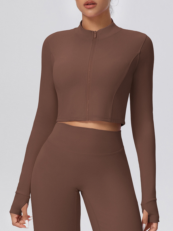 Fleece-lined Zipper Short-sleeve Jacket