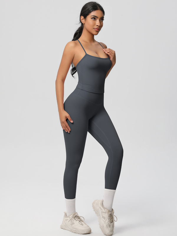 Flexvibe Stretchy High-Waisted Yoga Set - Double-Sided Brushed Versatile Athletic Wear