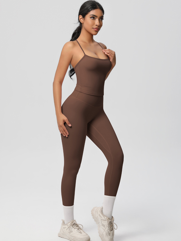 Flexvibe Stretchy High-Waisted Yoga Set - Double-Sided Brushed Versatile Athletic Wear