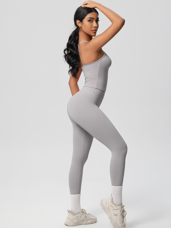 Flexvibe Stretchy High-Waisted Yoga Set - Double-Sided Brushed Versatile Athletic Wear