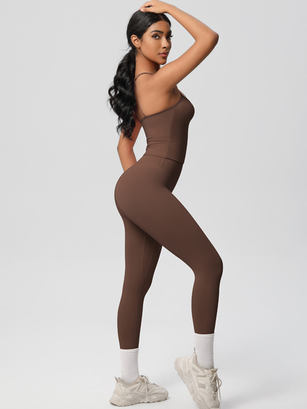 Flexvibe Stretchy High-Waisted Yoga Set - Double-Sided Brushed Versatile Athletic Wear