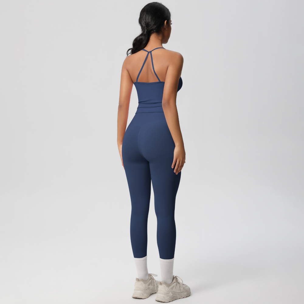 Flexvibe Stretchy High-Waisted Yoga Set - Double-Sided Brushed Versatile Athletic Wear