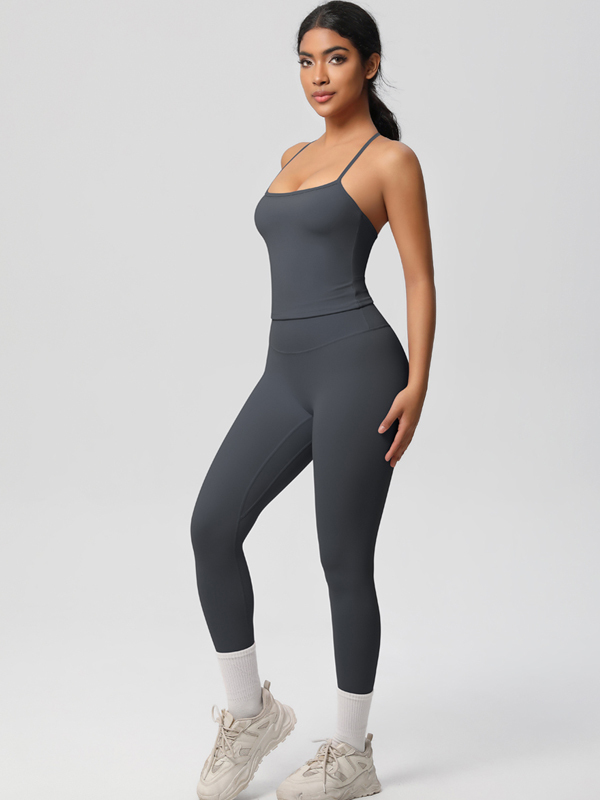 Flexvibe Stretchy High-Waisted Yoga Set - Double-Sided Brushed Versatile Athletic Wear