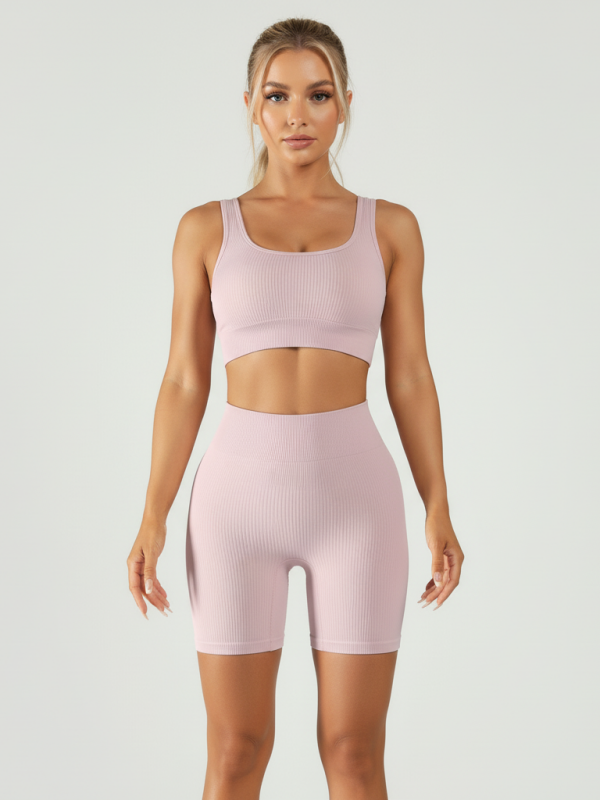 Ribbed Bra High-Waist Short Yoga Set