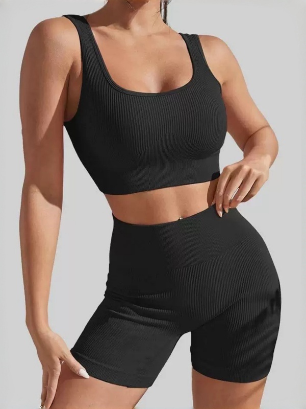 Ribbed Bra High-Waist Short Yoga Set