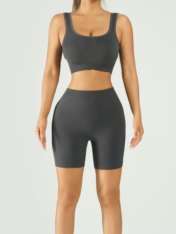 Ribbed Bra High-Waist Short Yoga Set