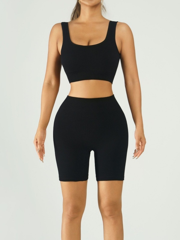 Ribbed Bra High-Waist Short Yoga Set
