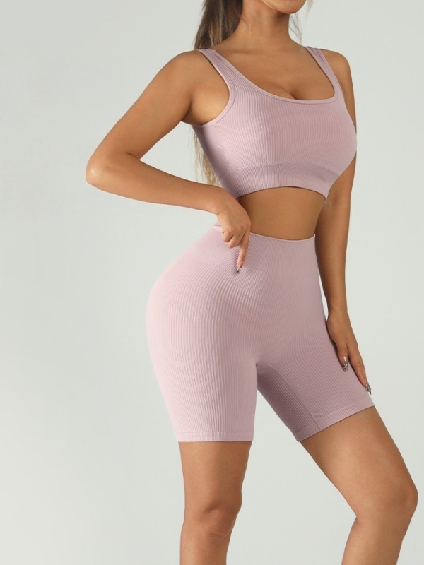 Ribbed Bra High-Waist Short Yoga Set