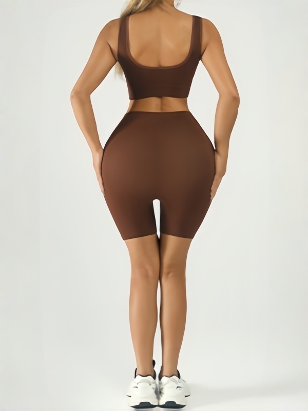 Flexvibe Ribbed Bra High-Waist Short Yoga Set - Stretchy Supportive Moisture-Wicking Activewear