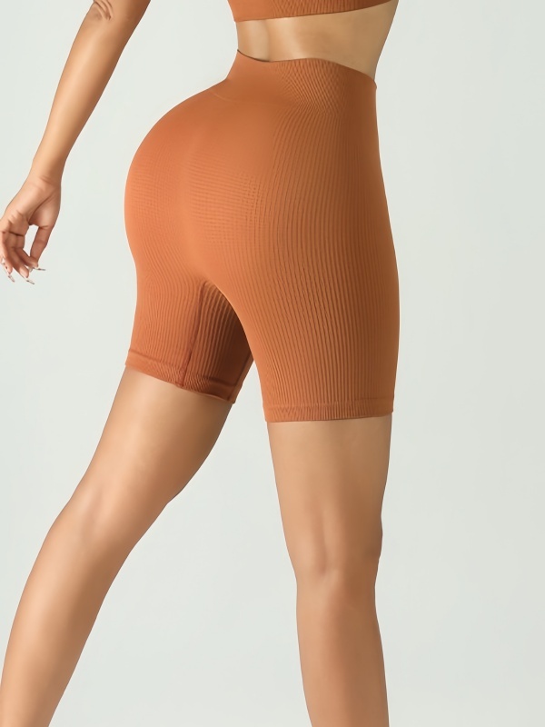 Flexvibe Ribbed Bra High-Waist Short Yoga Set - Stretchy Supportive Moisture-Wicking Activewear
