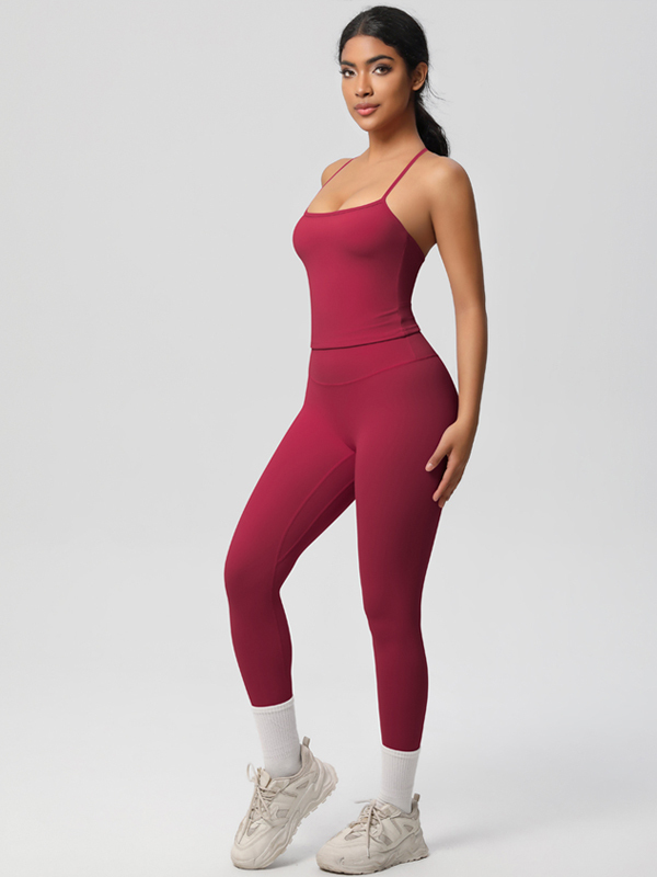 Flexvibe Stretchy High-Waisted Yoga Set - Double-Sided Brushed Versatile Athletic Wear