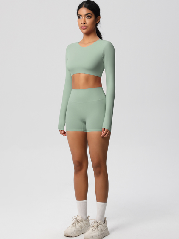 Flexvibe Double-Sided Brushed Yoga Wear Set - High-Waisted Stretchy Moisture-Wicking Activewear