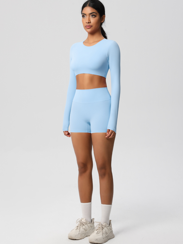 Flexvibe Double-Sided Brushed Yoga Wear Set - High-Waisted Stretchy Moisture-Wicking Activewear
