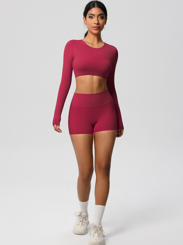 Flexvibe Double-Sided Brushed Yoga Wear Set - High-Waisted Stretchy Moisture-Wicking Activewear