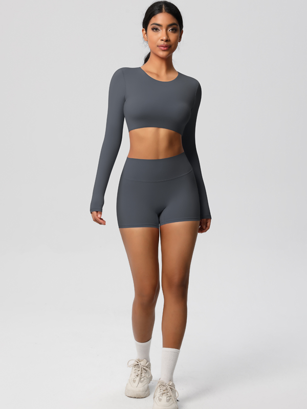 Flexvibe Double-Sided Brushed Yoga Wear Set - High-Waisted Stretchy Moisture-Wicking Activewear