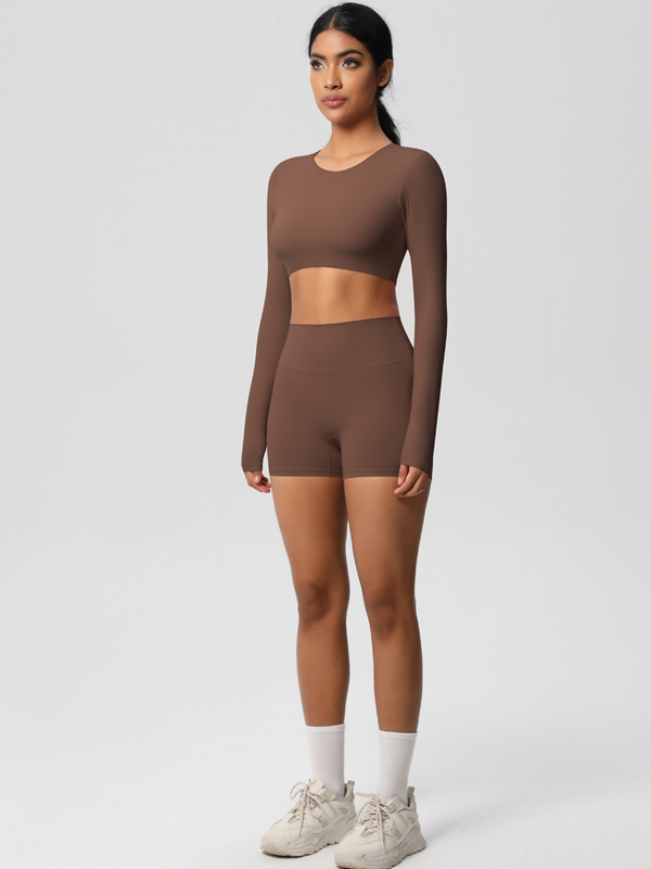 Flexvibe Double-Sided Brushed Yoga Wear Set - High-Waisted Stretchy Moisture-Wicking Activewear