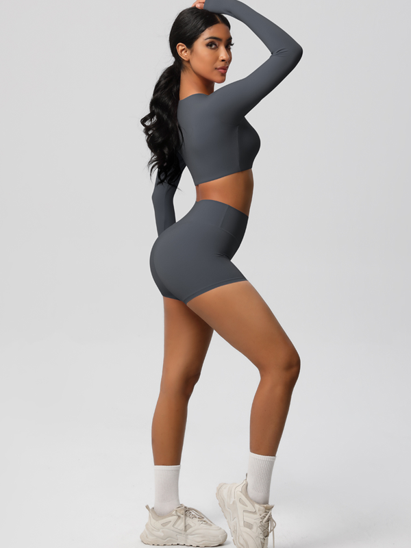 Flexvibe Double-Sided Brushed Yoga Wear Set - High-Waisted Stretchy Moisture-Wicking Activewear