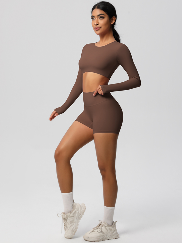 Flexvibe Double-Sided Brushed Yoga Wear Set - High-Waisted Stretchy Moisture-Wicking Activewear
