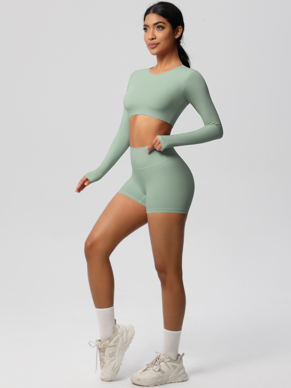 Flexvibe Double-Sided Brushed Yoga Wear Set - High-Waisted Stretchy Moisture-Wicking Activewear