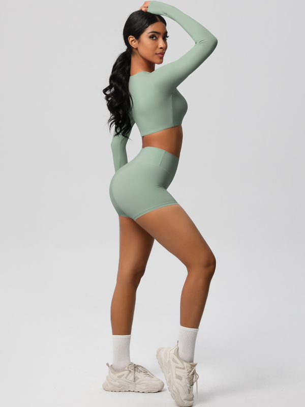 Flexvibe Double-Sided Brushed Yoga Wear Set - High-Waisted Stretchy Moisture-Wicking Activewear