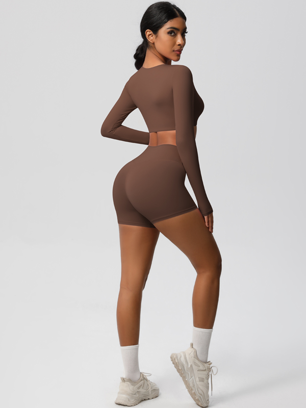 Flexvibe Double-Sided Brushed Yoga Wear Set - High-Waisted Stretchy Moisture-Wicking Activewear