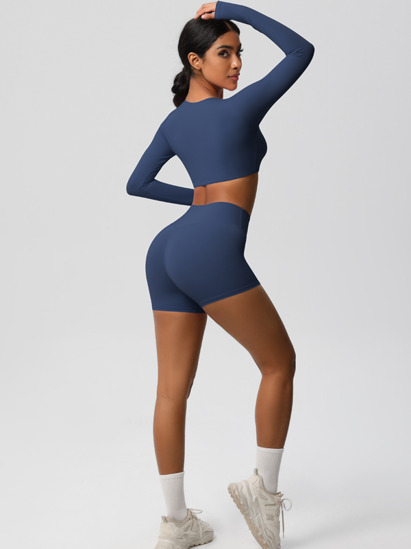 Flexvibe Double-Sided Brushed Yoga Wear Set - High-Waisted Stretchy Moisture-Wicking Activewear