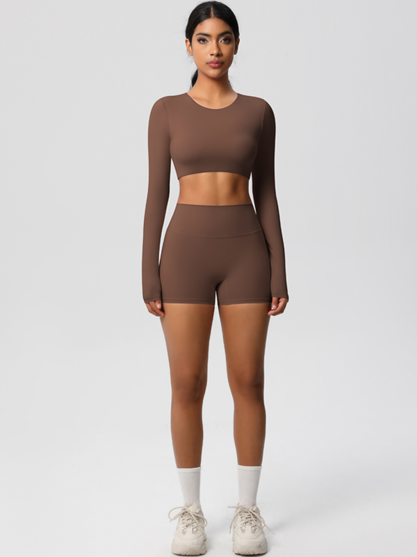 Flexvibe Double-Sided Brushed Yoga Wear Set - High-Waisted Stretchy Moisture-Wicking Activewear