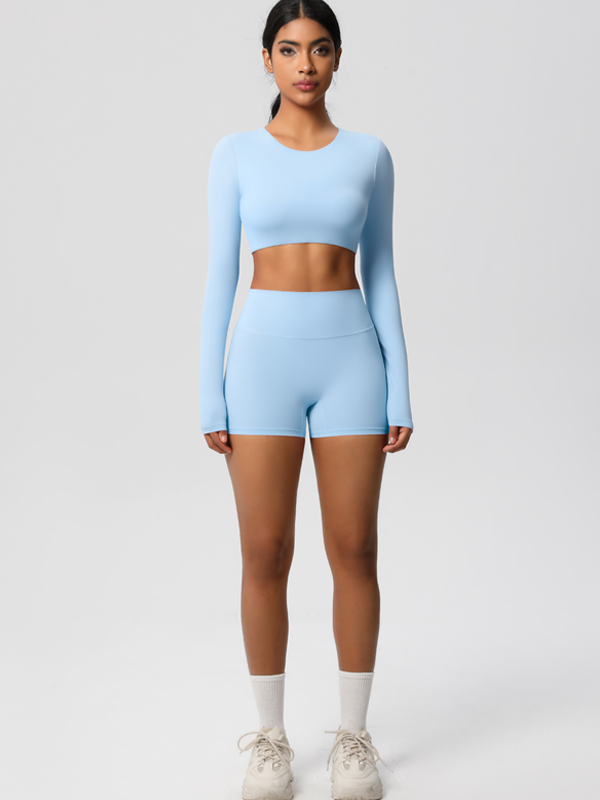 Flexvibe Double-Sided Brushed Yoga Wear Set - High-Waisted Stretchy Moisture-Wicking Activewear