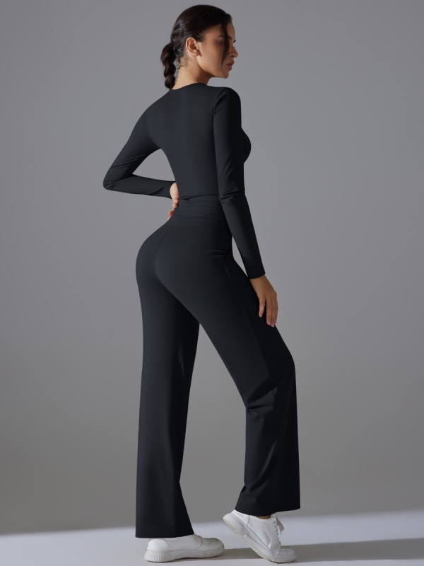 Skin-Friendly Long-Sleeve Drawstring Wide-Leg Pants Set