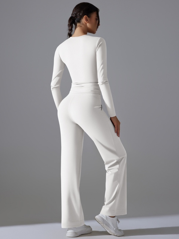 Skin-Friendly Long-Sleeve Drawstring Wide-Leg Pants Set