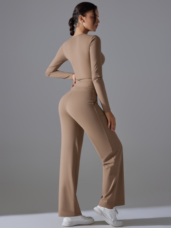 Skin-Friendly Long-Sleeve Drawstring Wide-Leg Pants Set