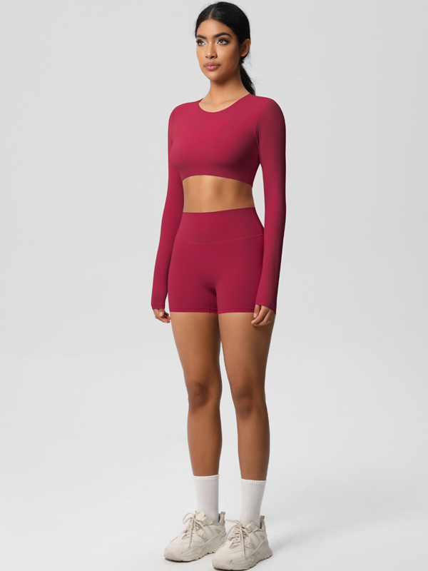 Flexvibe Double-Sided Brushed Yoga Wear Set - High-Waisted Stretchy Moisture-Wicking Activewear