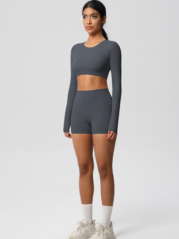 Flexvibe Double-Sided Brushed Yoga Wear Set - High-Waisted Stretchy Moisture-Wicking Activewear