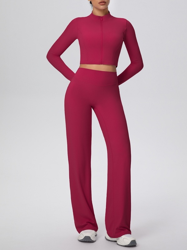 Flexvibe Women’s Brushed Sports Set - Zip Front High Elastic Breathable Gym Workout Suit
