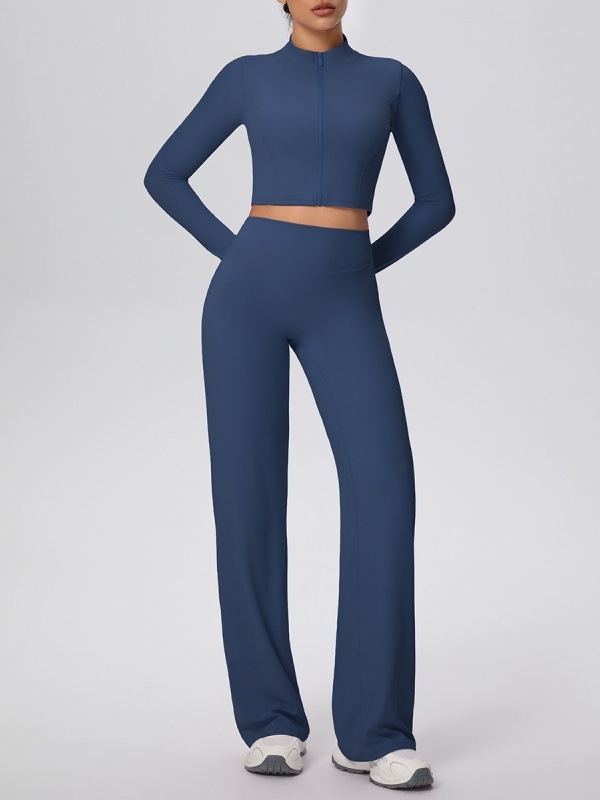 Flexvibe Women’s Brushed Sports Set - Zip Front High Elastic Breathable Gym Workout Suit