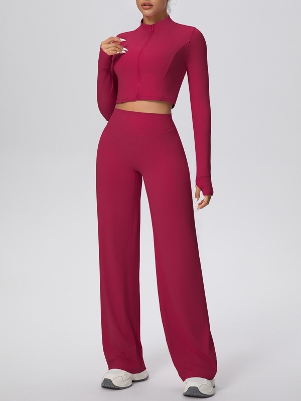 Flexvibe Women’s Brushed Sports Set - Zip Front High Elastic Breathable Gym Workout Suit