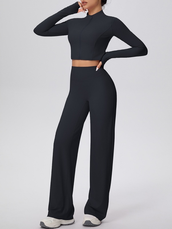Flexvibe Women’s Brushed Sports Set - Zip Front High Elastic Breathable Gym Workout Suit