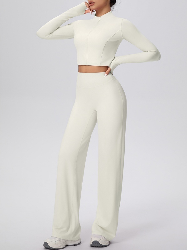 Flexvibe Women’s Brushed Sports Set - Zip Front High Elastic Breathable Gym Workout Suit